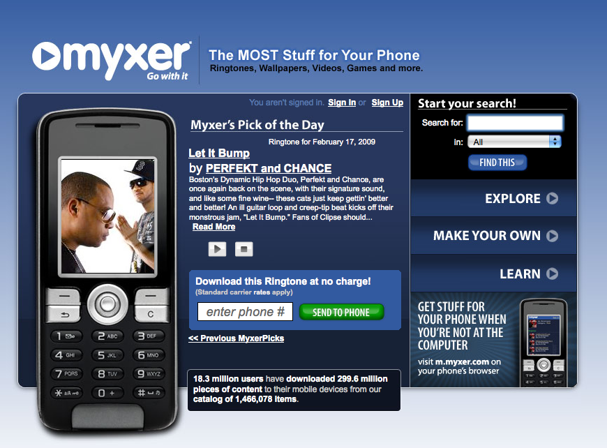 Myxer create your own ringtone